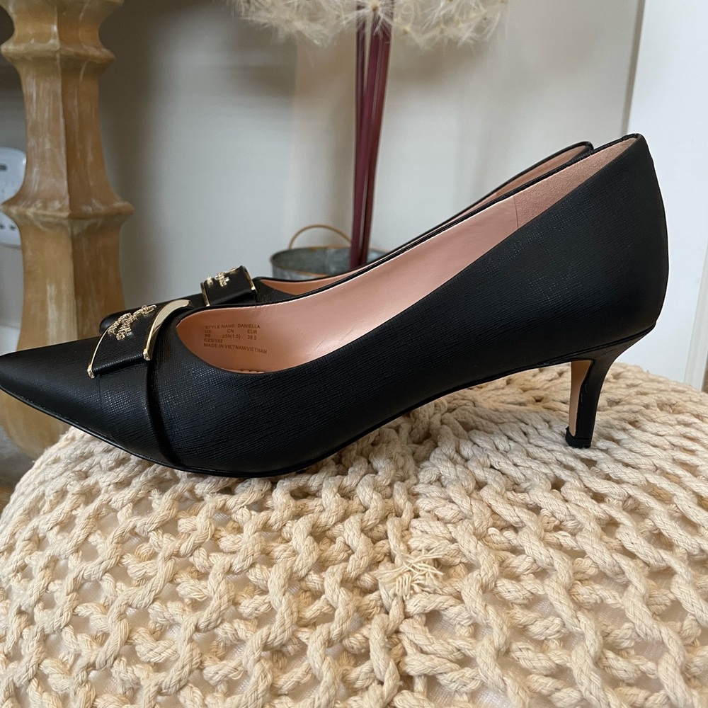 kate spade Black Pointed Toe Kitten Heel Pumps - Picture 5 of 12